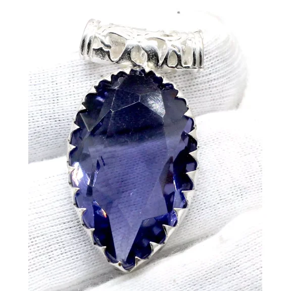 Purple Amethyst Gemstone Pendant 925 Sterling Silver Handmade Jewelry Size-2