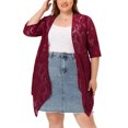 thumbnail image 1 of Plus Size Draped Shawls for Women Lightweight Open Front Lace Cardigans Burgundy 4X, 1 of 5