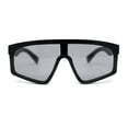 thumbnail image 2 of Kids Child Size Fashionable Flat Top Shield Plastic Pop Sunglasses All Black, 2 of 4