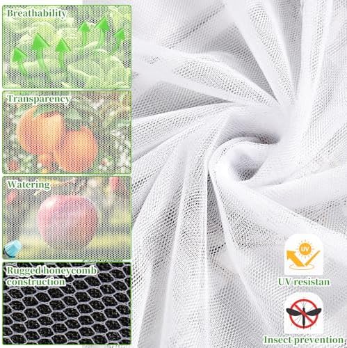 20x10Ft Mosquito Netting Garden Mesh Netting, Bug Insect Mosquito Fly Bird Net, Animals Barrier Protection Net, White 3x6 m