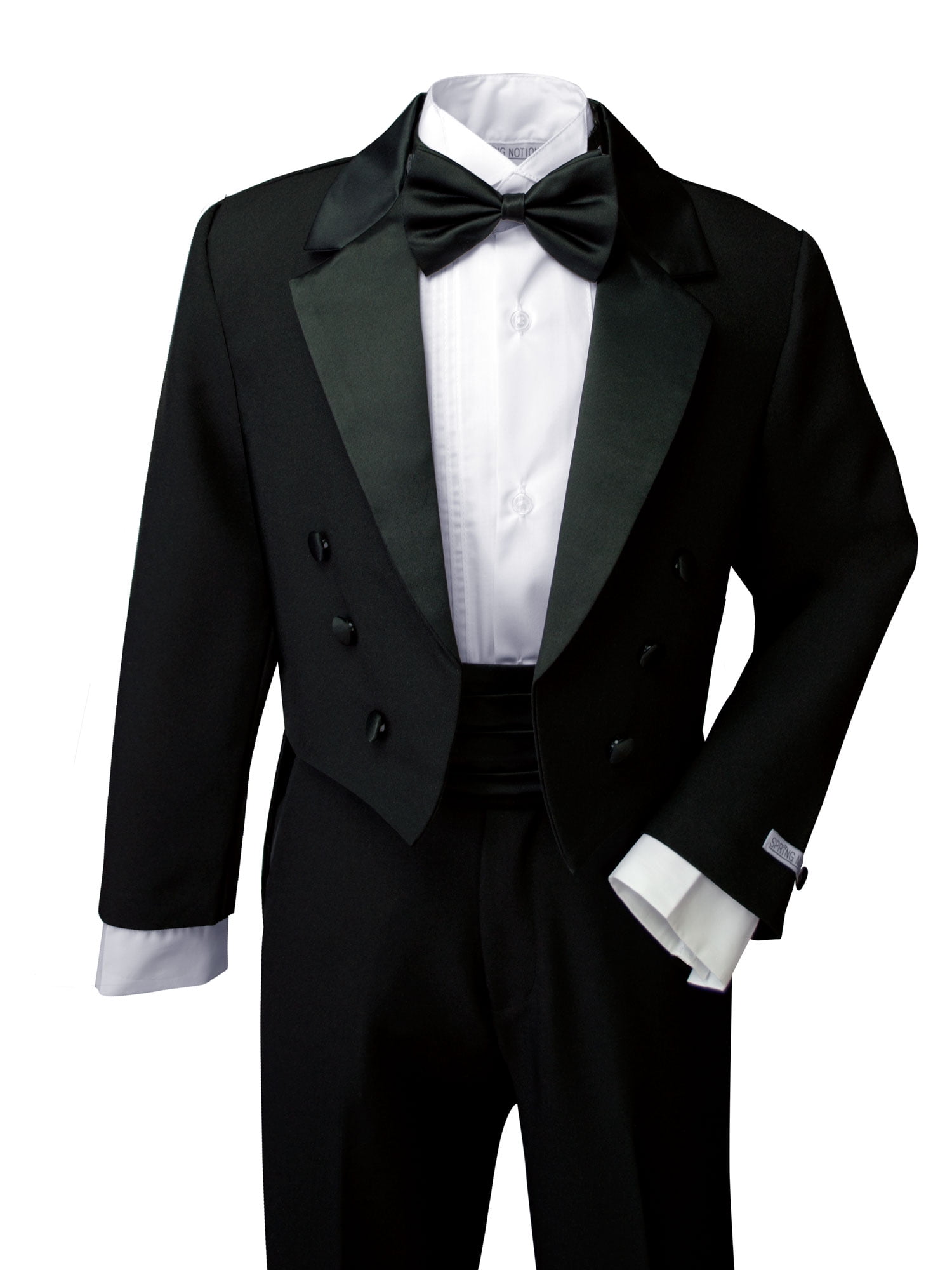 Boys Size 8 Black Chaps Tuxedo Tailcoat Long Tails White Tie Wedding Ring Bearer 