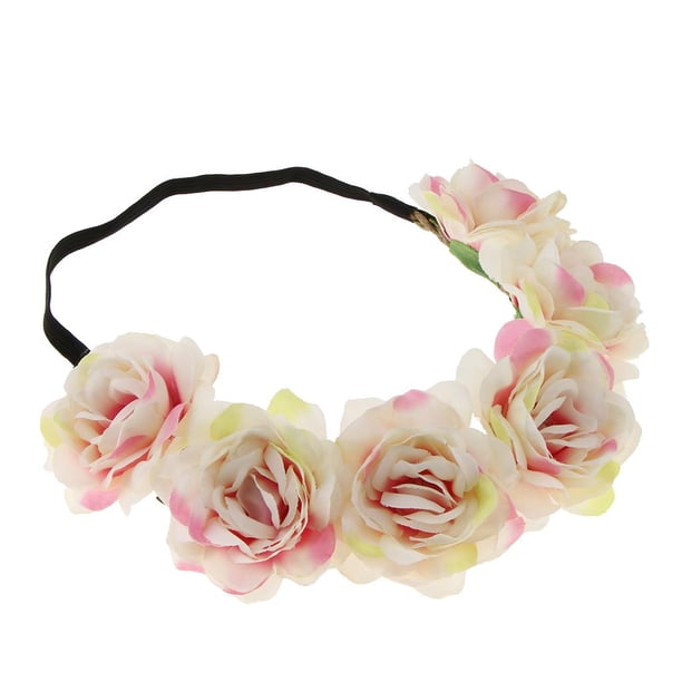 Flor Corona Diadema Rattan Vine Guirnalda Guirnalda Boda Nupcial Hair Hoop do Colcomx Diadema de flores Boho Guirnalda