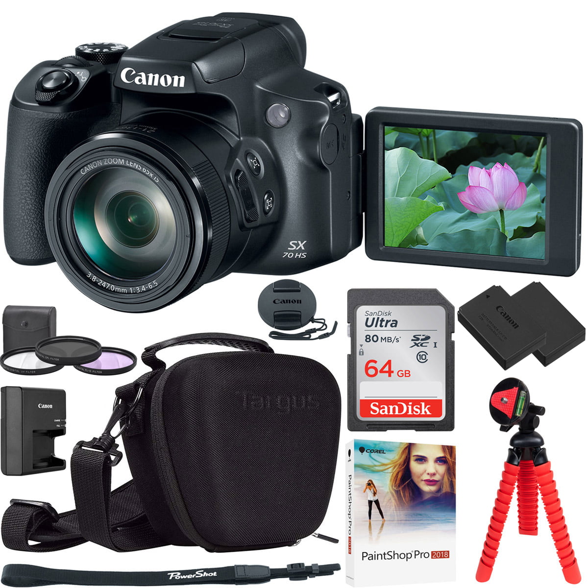 Canon PowerShot SX70 HS 20.3MP 4K Video Digital Camera with 18 Accessories Value Bundle 