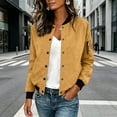 thumbnail image 5 of Otntypg Womens Faux Suede Leather Bomber Jacket Trendy Fall Snap Button Down Long Sleeve Casual Varsity Baseball with Arm Zipper Pockets, 5 of 6