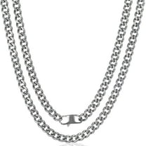 SanThree 5.5mm Pure Titanium Cuban Link Chain Necklace, Durable Skin-Friendly Solid Titanium Curb Chain Necklaces Gift for Men Women, 23.62"