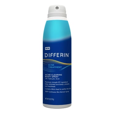 Differin Acne-Clearing Body Spray, Acne Treatment, 360 ° Spray With Salicylic Acid, Fast-Drying for Back & Chest Acne Treatment, 6oz​