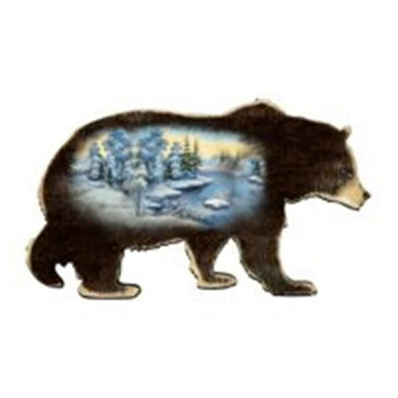 Winter Scenic Black Bear Wooden Decorative Door Hanger