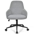 thumbnail image 1 of Giantex Chaise de Bureau Rembourrée, Chaise de Détente à Hauteur Réglable avec Housse en Tissu de Lin et Dossier Ergonomique à Bascule, Fauteuil de Coiffeuse Pivotant à Roulettes, 1 of 6