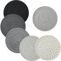 6-Pack 8" Heat Resistant Trivets - Farmhouse Style Pot Holders for Hot Dishes, Pans & Countertops (Mix-Grey, Kitchen Essentials) ﻿