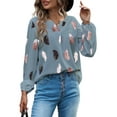 thumbnail image 1 of FASHIONWT Women Business Boho Long Sleeve V-Neck Blouse Hawaiian Graphic Lantern Shirts, 1 of 4