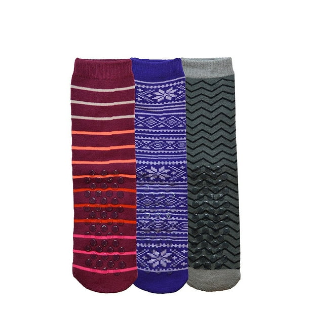 Sockbin 3 Pairs of Womens Gripper Socks, NonSkid Soles, Soft Cotton