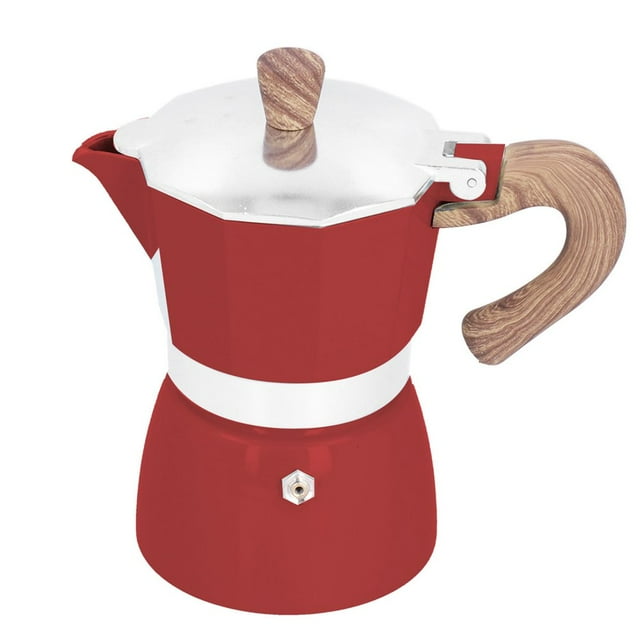 HLONK Red 150ML Octagonal Moka Coffee Maker Practical Aluminum Coffee Pot for Home Office Kitchen Appliance Durable and Easy to Clean Compact Design for Efficient Brewing