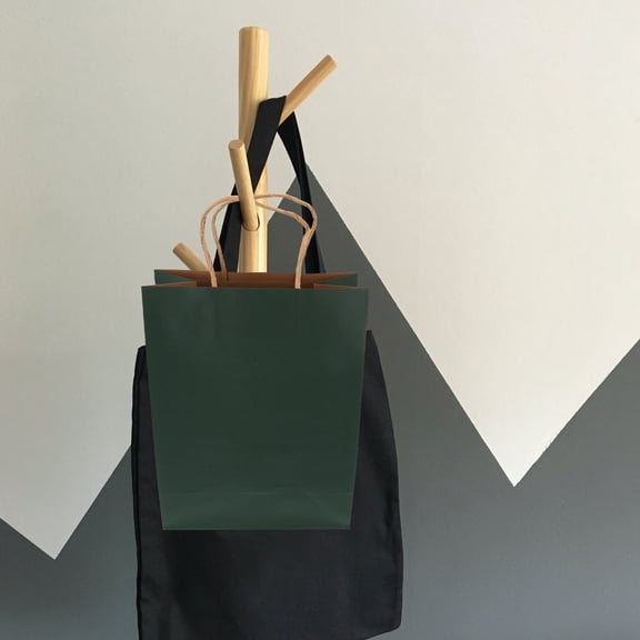 SWETRACE Dark Green Kraft Paper Bags Waterproof and Oilproof for Storage 10Pcs