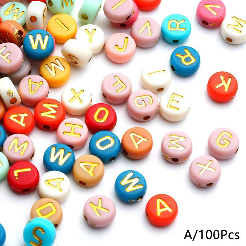100pcs Mixed Acrylic Alphabet Letter Beads Loose Spacer for Jewelry Making DIY 