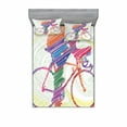 thumbnail image 2 of Modern Bedding Set with Sheet & Covers, Sketch Hand Drawn Image of a Cycling Man on Bike Sun Grass Artwork Print, Printed Bedroom Decor 2 Shams, 4 Sizes, Multicolor, by Ambesonne, 2 of 3