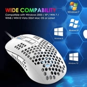 Zendure Mini Ultralight Wired Gaming Mouse 4 Kinds RGB Backlit 4 Levels Adjustable Lightweight Honeycomb Shell Mice for PC Gamers Xbox PS4 White
