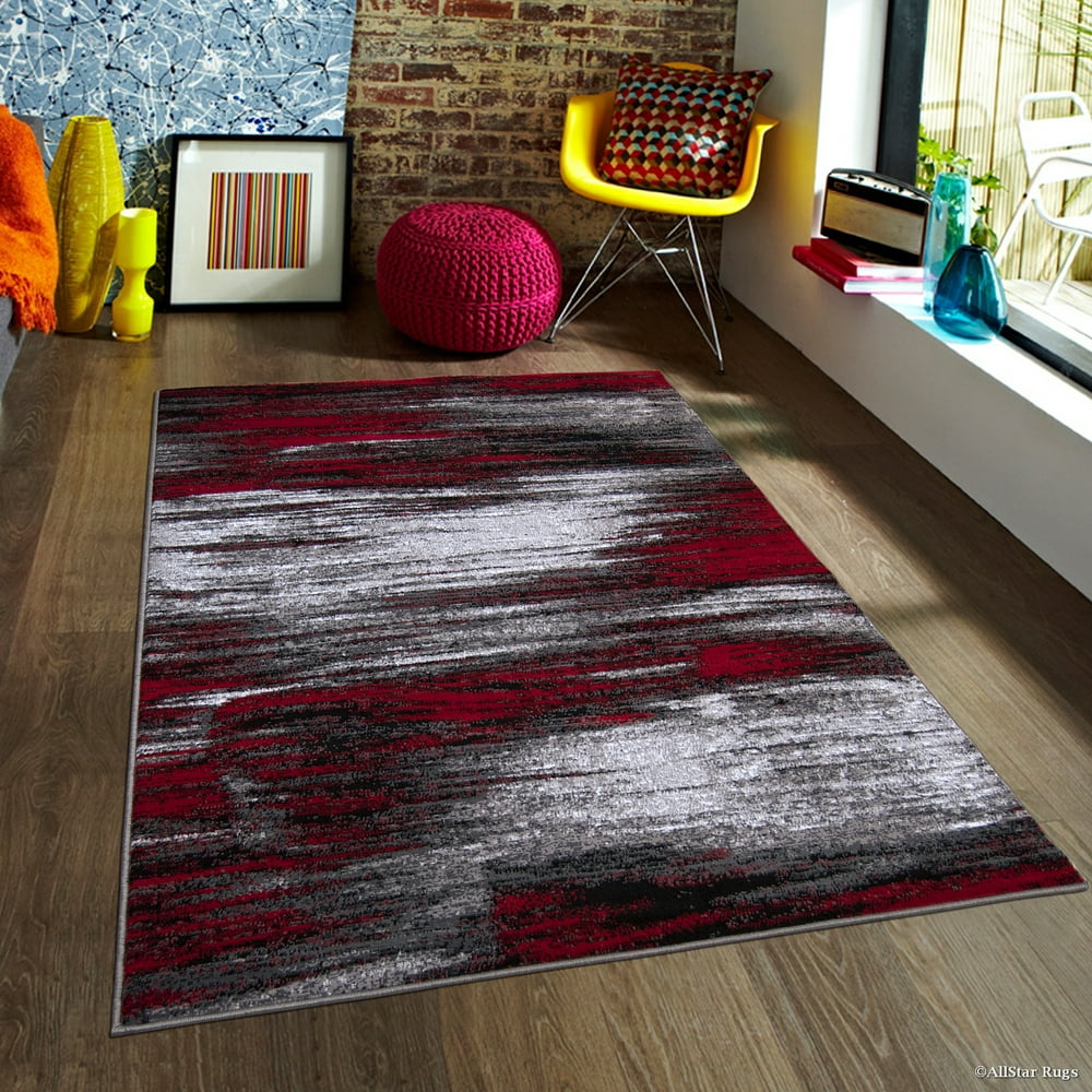 Red AllStar Modern. Contemporary Woven Area Rug. Drop-Stitch Weave ...
