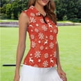 thumbnail image 2 of Yuyamidu Reindeer Women Sleeveless Shirts Size 2XL Snowflake 1/4 Zip Collared Golf Shirts Slim Fit Shirt Workout Tank Tops for Outdoor Sports, Red Christmas, 2 of 8