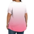 thumbnail image 4 of Lenpel Plus Size Tops for Women Dressy Casual Short Sleeve Crew Neck Gradient Pleated T Shirts Loose Tunic Blouses, 4 of 6