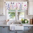 thumbnail image 2 of Pink Purple Flowers Window Valance Curtain Spring Butterflies Rod Pocket Short Curtain for Living Room, Bedroom & Kitchen Window Decor 54x18in, 2 of 8