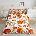 thumbnail image 2 of Manfei Orange Pumpkin Queen Comforter Set,Autumn Fall Leaves Bedding Sets,Halloween Fruit Bedding Comforter Set,Microfiber Bedroom Decor Reversible,3pcs, 2 of 8