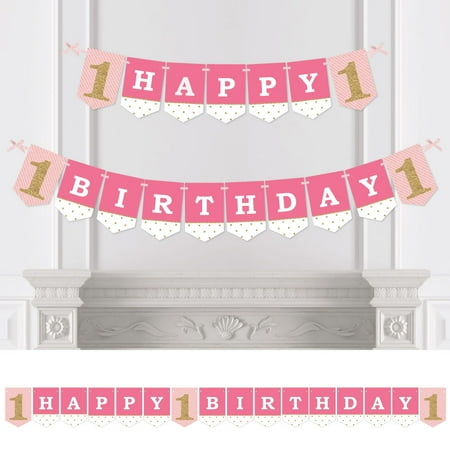 1st birthday girl fun to be one birthday party bunting banner