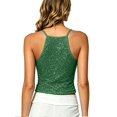 thumbnail image 4 of BODOAO Women's Sequin Halter Crop Top Sleeveless Sparkly Tank Shirt, Slim Fit Shimmer Camisole for Party Club Night Out Concert Festival Rave Outfits Green M, 4 of 5