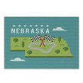 thumbnail image 1 of Nebraska Cutting Board, Map of Nebraska State Flags Road and Green Trees American Landmark, Decorative Tempered Glass Cutting and Serving Board, in 3 Sizes, by Ambesonne, 1 of 2
