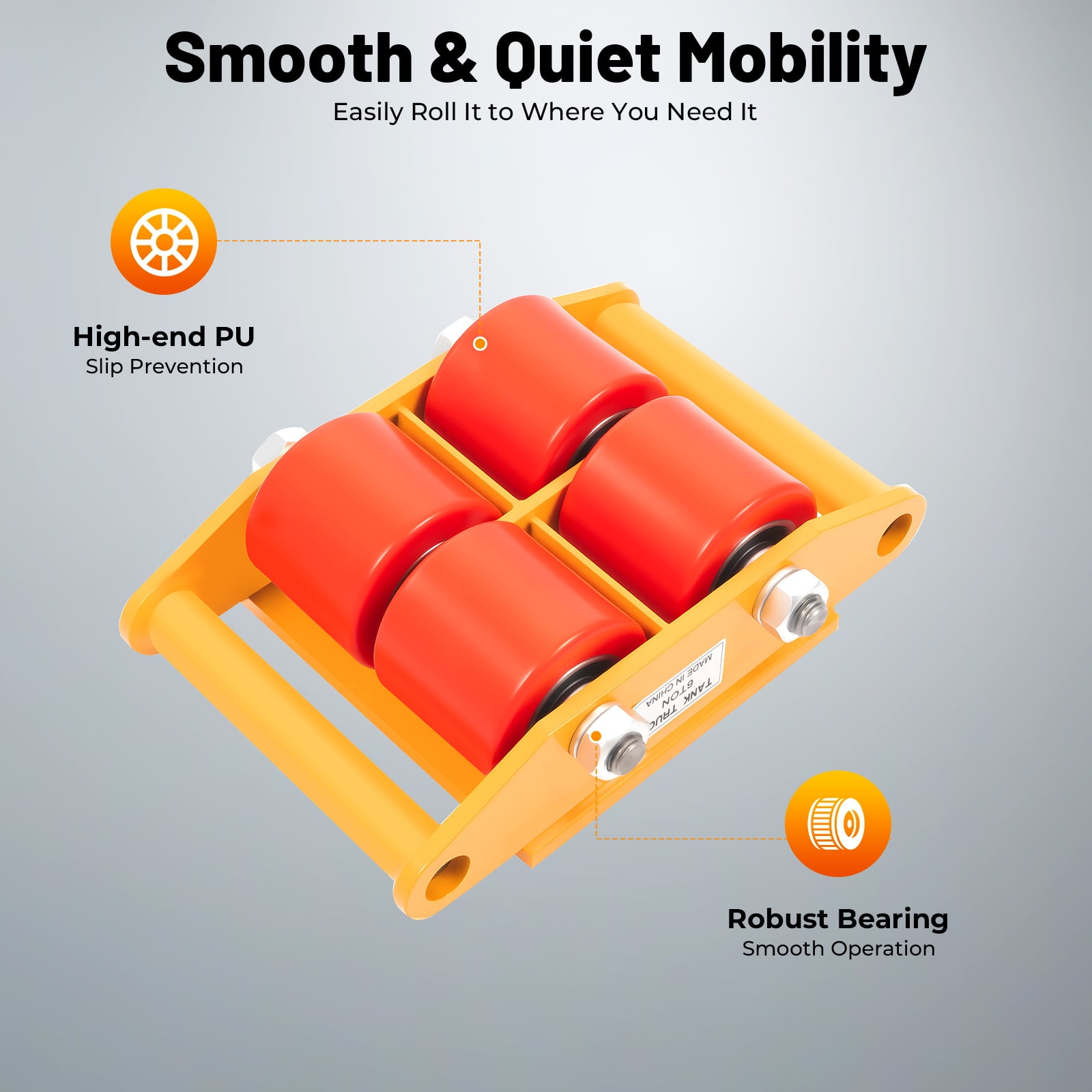 13200lb 6T Heavy Duty Machine Dolly Skate Machinery Roller Mover Cargo Trolley 4pcs