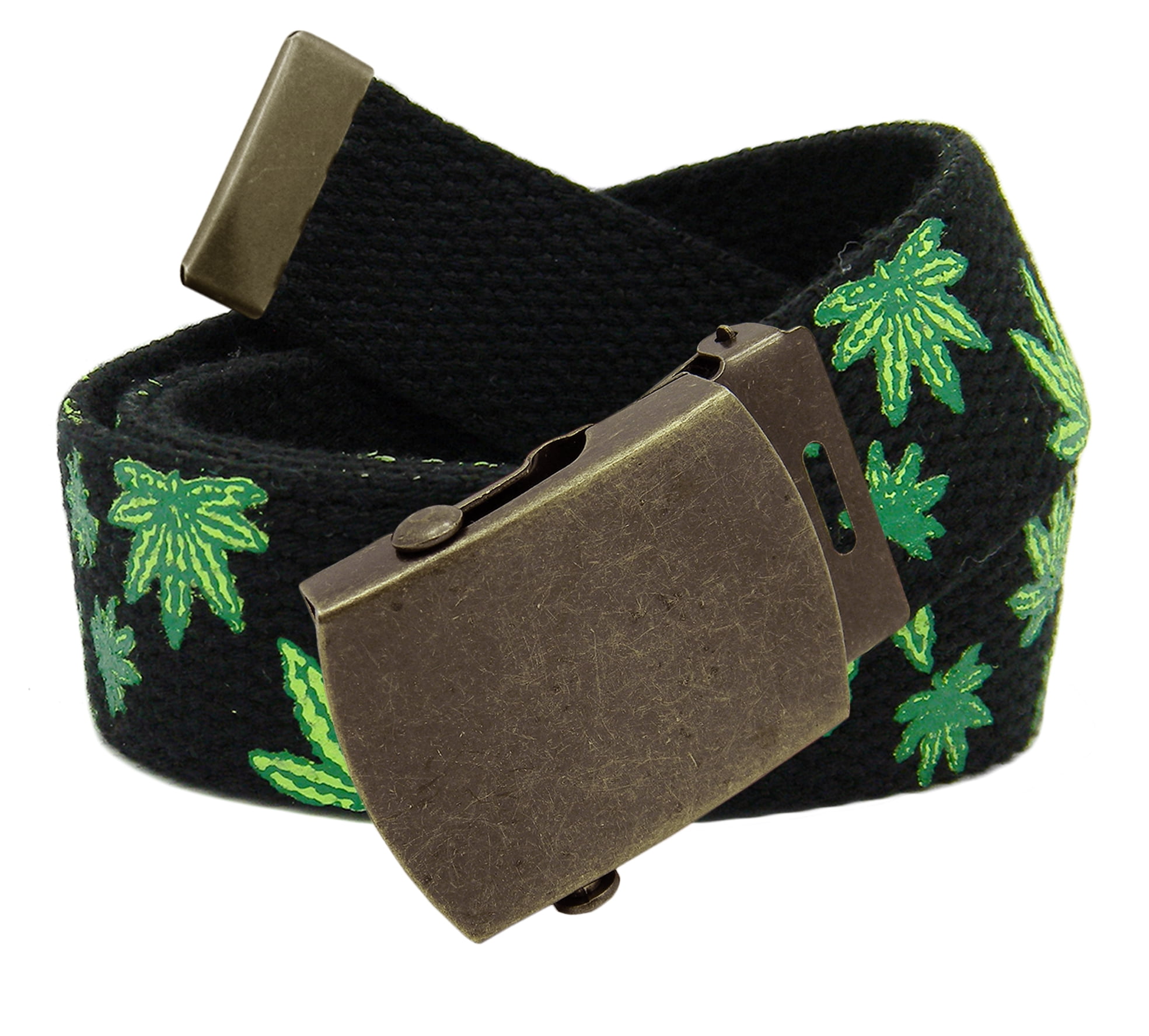 Men's Classic Antique Gold Military Slider Belt Buckle with Canvas 