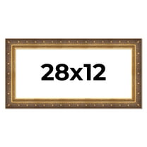 28x12 Frame Vintage Gold Solid Wood Picture Frame | 2.5 Inch Moulding Width | Ornate Bronze Museo