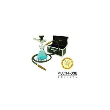 MYA SARAY RAZO 13” COMPLETE HOOKAH SET: Portable Modern Hookahs with multi hose capability from a Single Hose shisha pipe to 2 Hose narguile pipes with hard carrying case (Green (Best Hookahs For Thick Smoke)