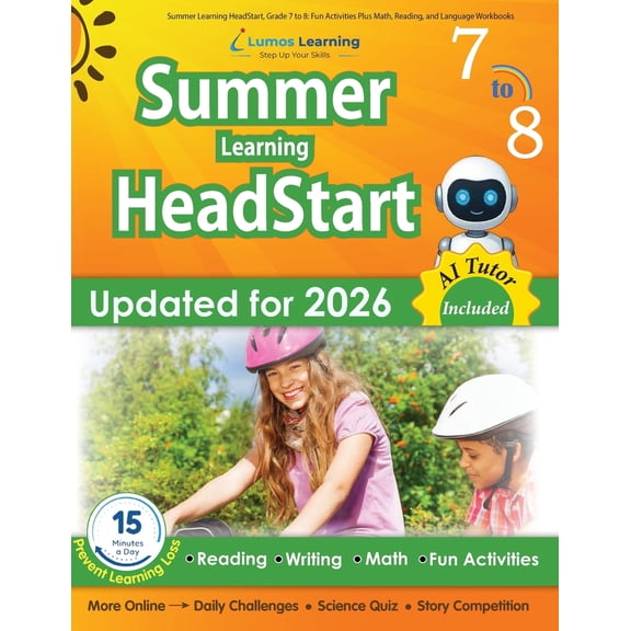 Pre-Owned Summer Learning Headstart by Lumos Learn Summer Learning HeadStart, Grade 7 to 8: Fun Activities Plus Math, Reading, and Language Workbooks: Bridge to Success wi, Book 7, (Paperback)