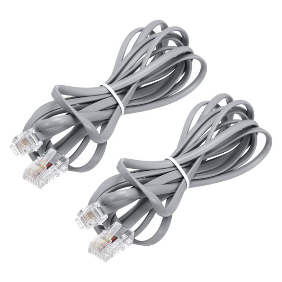 Uxcell 2 Pack RJ45 8P4C to RJ11 6P4C Adapter Converter Cable, RJ45 to RJ11 Adapter Telephone Handset Cord for Home, Office, 6.6ft, Grey