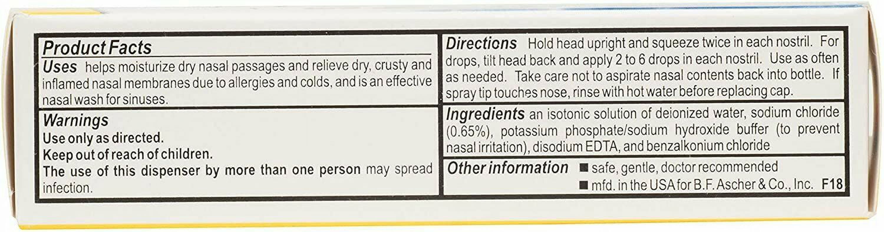 Ayr Saline Nasal Mist Non-Medicated Alcohol & Gluten Free 50 ml, 6-Pack