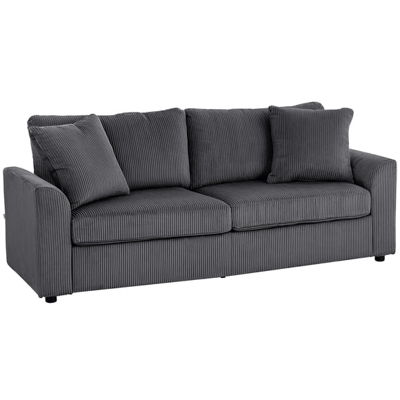 HOMCOM 3 Seater Sofa, Upholstered Sofa Couch for Bedroom, Dark Grey