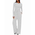 thumbnail image 1 of Women'S 2 Piece Sets Fall Outfits Long Sleeve Wide Leg Tracksuits Casual Lounge Set Matching Sets Light Grey M, 1 of 7