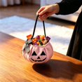 thumbnail image 3 of CUZIBR Halloween Candy Bags For Kids Trick Or Treat Bags Pumpkin Bow Halloween Baskets With Handle Plush Large Capacity Party Favors,Pink, 3 of 8