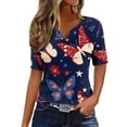 thumbnail image 2 of Xdegoge 4Th of July Patriotic T Shirts for Women USA American Flag Short Sleeve V Neck Stars and Stripes Casual Fit Floral Rose Graphic Summer Tops, 2 of 7