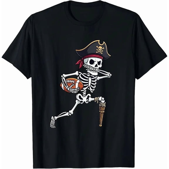Pirate Skeleton Dabbing American Football Player Spooky Kids T-Shirt