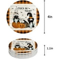 thumbnail image 1 of FMSHPON Halloween Gnome and Pumpkin Orange Plaid Wood Grain Set of 6 Round Coaster for Drinks, Absorbent Ceramic Stone Coasters Cup Mat with Cork Base for Home Kitchen Room Coffee Table Bar Decor, 1 of 6