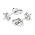 thumbnail image 2 of 14K Solid Gold Push Back Stud Earrings for Women | 0.5 cttw Princess Cut Simulated Diamond | White Gold, 2 of 5