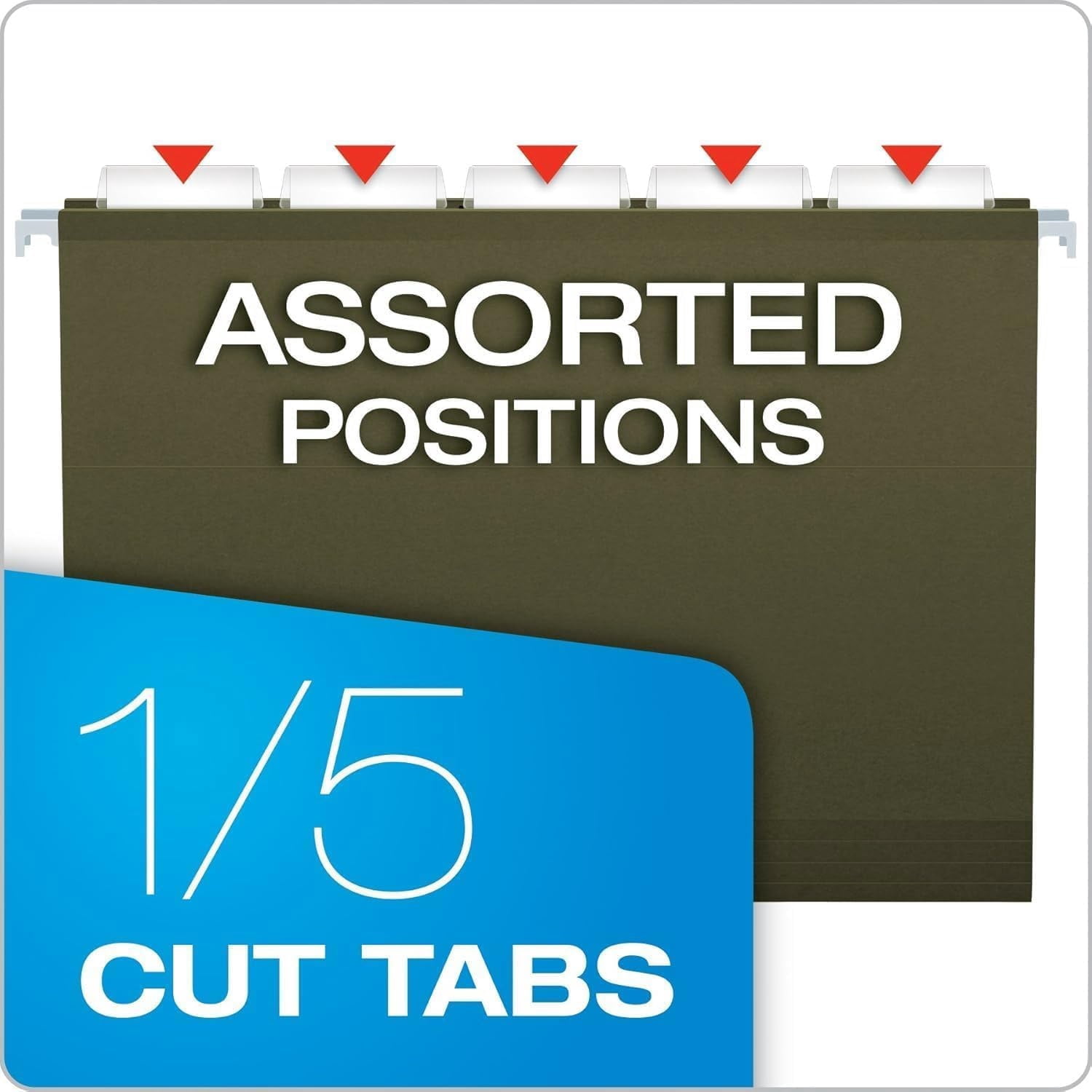 Hanging File Folders Letter Size - 100 Pack - 1/5 Cut Adjustable Tabs - Green Bulk File Folders with Tabs 8.5 X 11 Inches