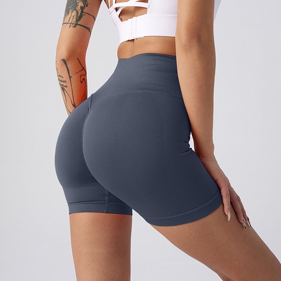 Ruimatai Women's High Waisted Yoga Shorts Butt Lifting Workout Running Athletic Shorts with Pockets for Gym Fitness