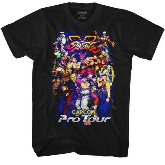 Street Fighter T-Shirt pour Adulte de Tournée Pro de Jeu d'Arcade d'Arts Martiaux Vidéo, Tee
