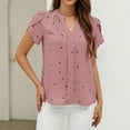 thumbnail image 2 of Cute Love Heart Print Trendy Tops for Women V Neck Casual Loose Fit Petal Sleeve Lightweight Pullover Blouses Pink,L, 2 of 5
