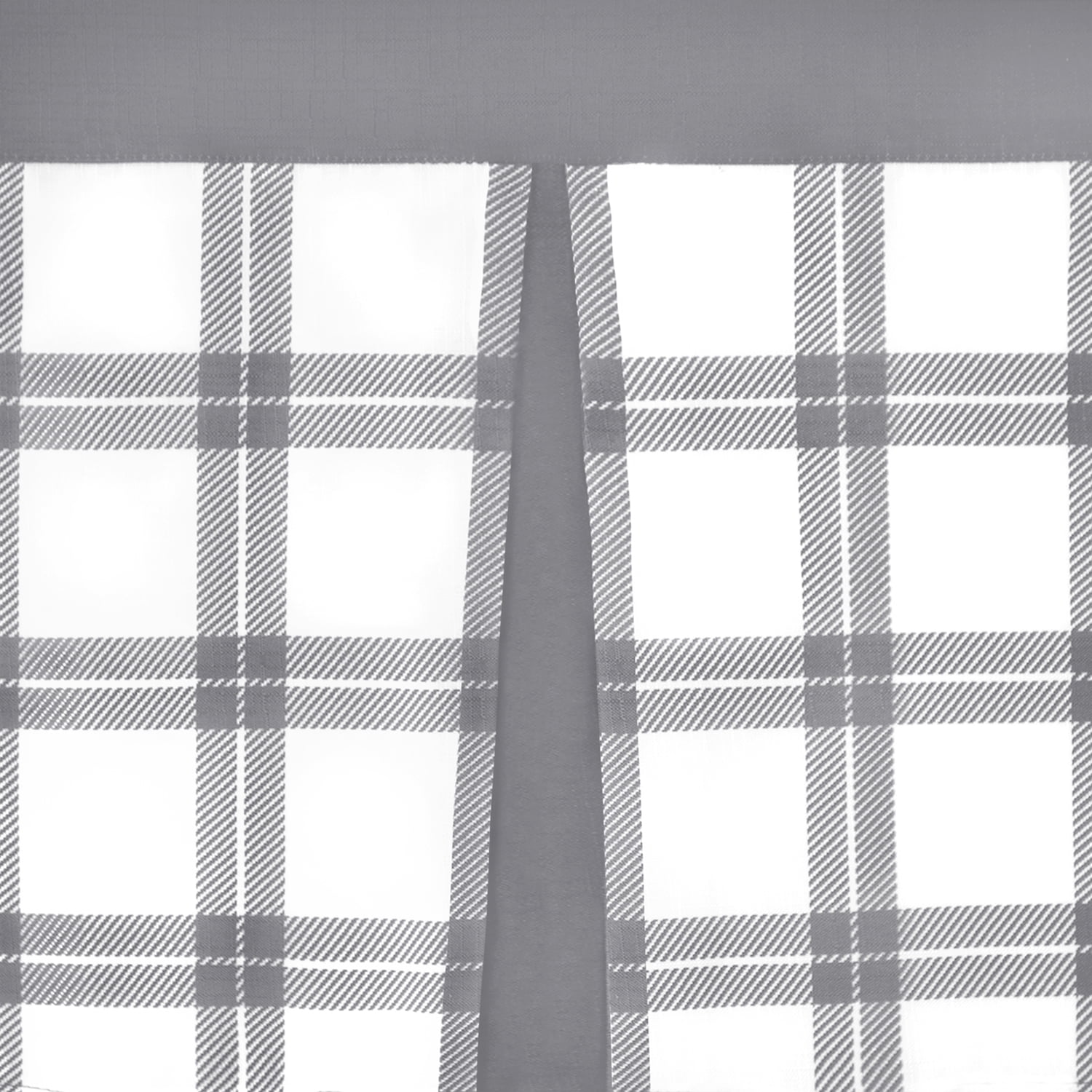 Achim Tate Plaid Light Filtering Tier and Valance Curtain Set, Grey, 58" x 36"