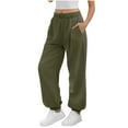 thumbnail image 3 of Joggers for Women with Pockets,Womens Drawstring Lightweight Yoga Sweatpants for Lounging Workout Running Army Green S, 3 of 4