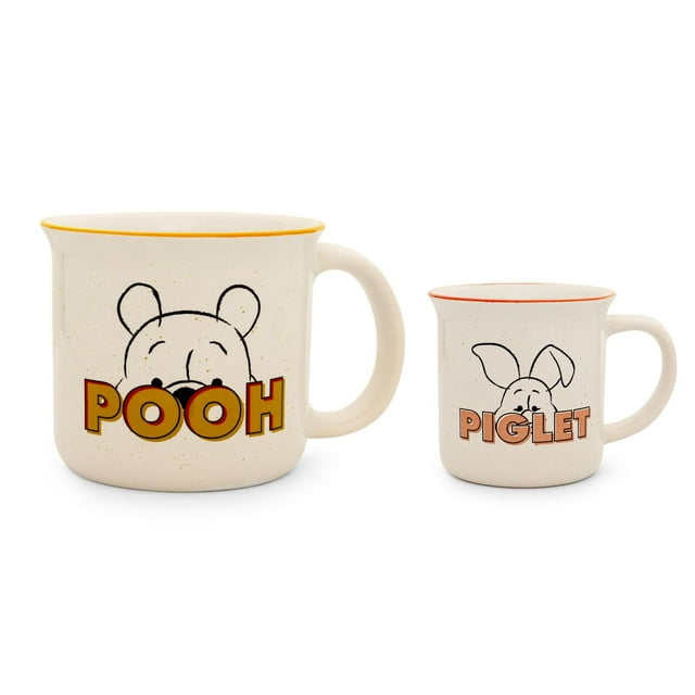 Juego de 2 tazas de cerámica Camper de Disney con Winnie the Pooh y Piglet