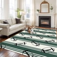 thumbnail image 3 of Rugby Sport Washable Living Room Rugs 6'x9', Vintage Dark Green White Striped Classic Abstract Low Pile Throw Large Area Rug Non-Slip Sturdy Edge Binding Carpet for Dining Room Kitchen Office, 3 of 9
